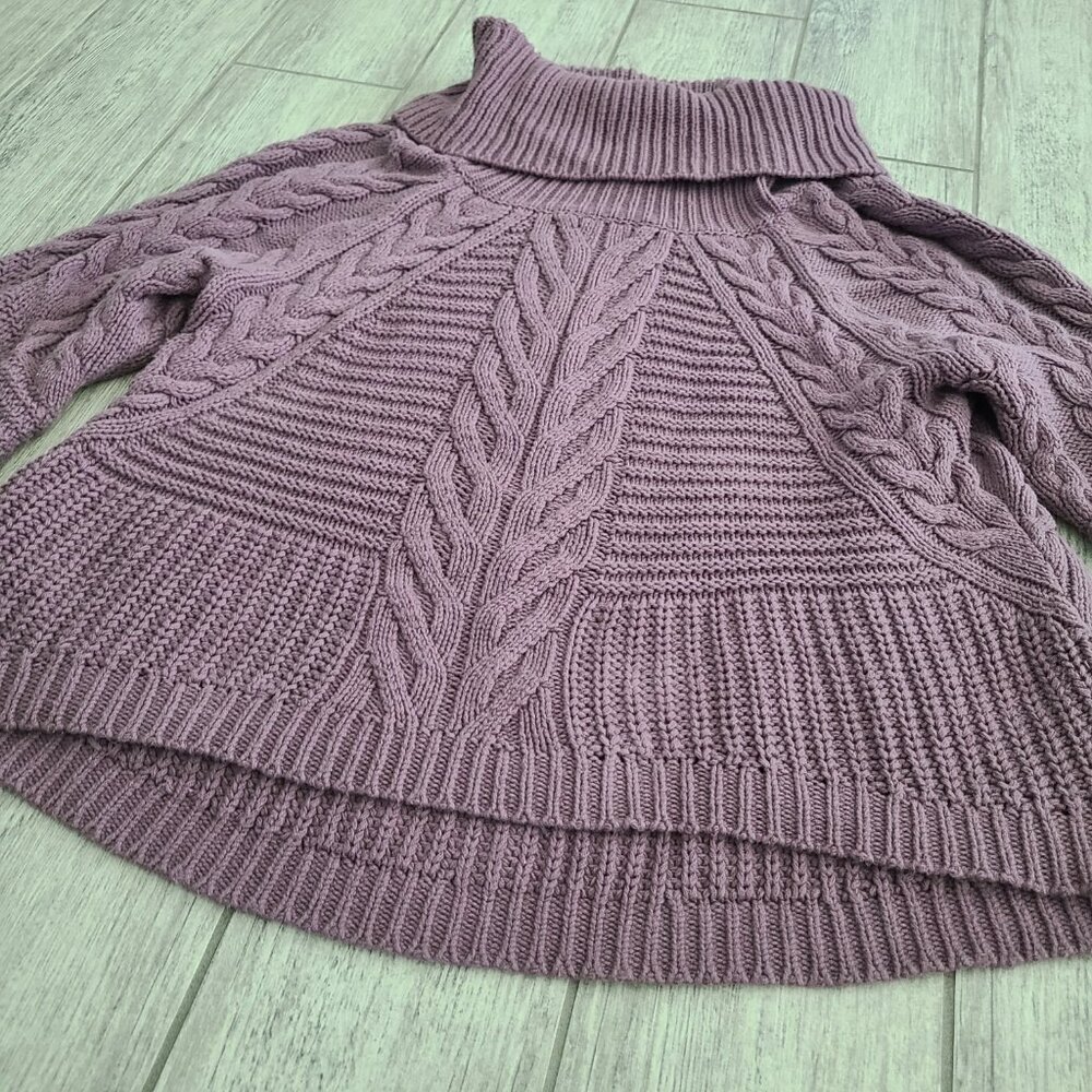 Express Women's Cable Knit Turtleneck Sweater Purple Size Large - Picture 4 of 9